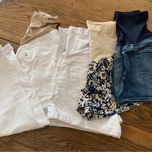 Lot of 4 Maternity Bottoms Shorts Pants Summer Pea in the Pod Gap White Jeans